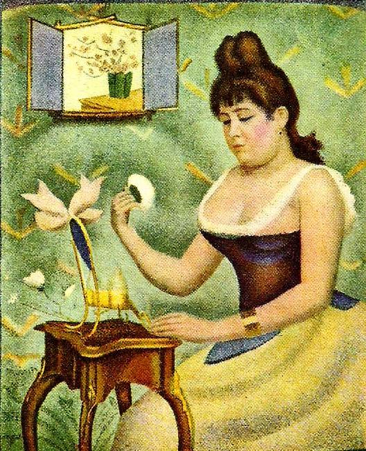 Georges Seurat ung kvinna som pudrar sig